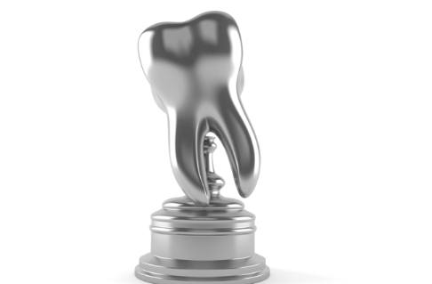 Award trophy shaped like a tooth