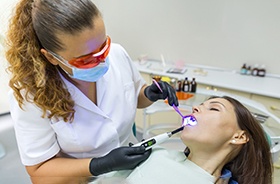 Woman having dental procedure