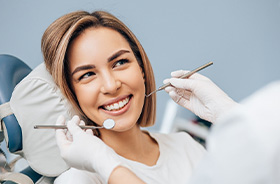 Woman having dental procedure